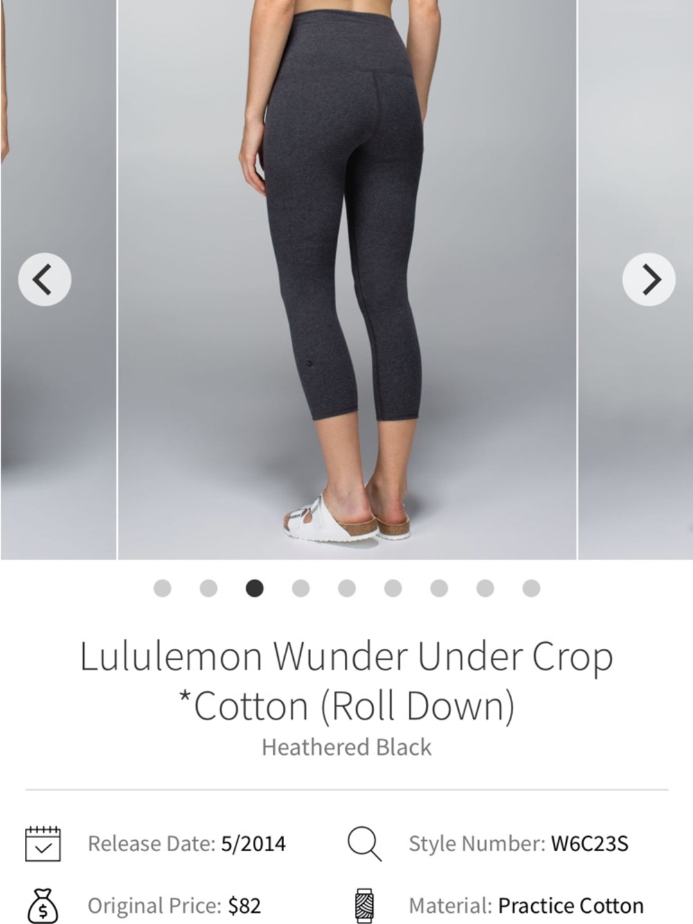 Lululemon High Rise Wunder Under Crop-Practice Cotton-Size 6-Heathered Black 🖤